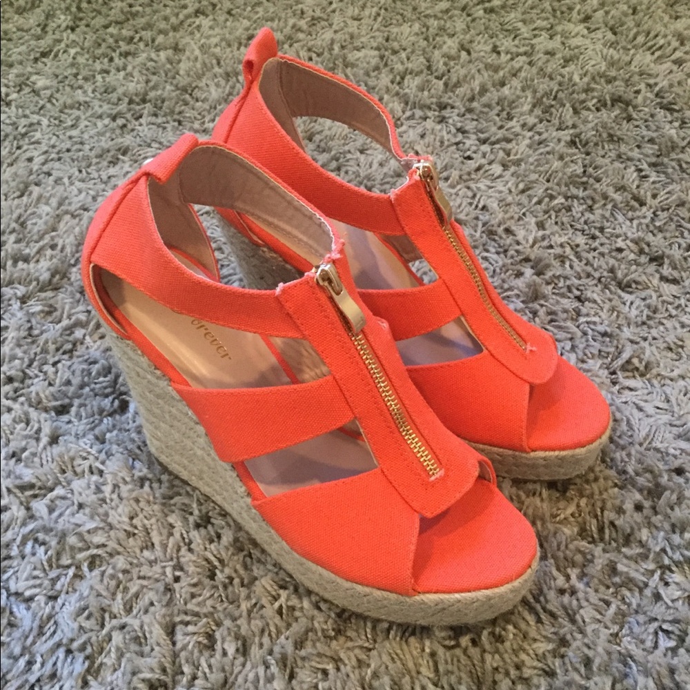 Orange Espadrille Wedge Sandals